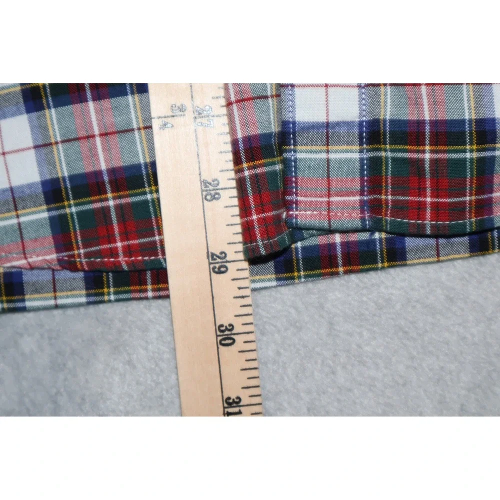 J.Crew Button Down Shirt Mens Large Red Green Plaid Broken-In Oxford Slim Fit